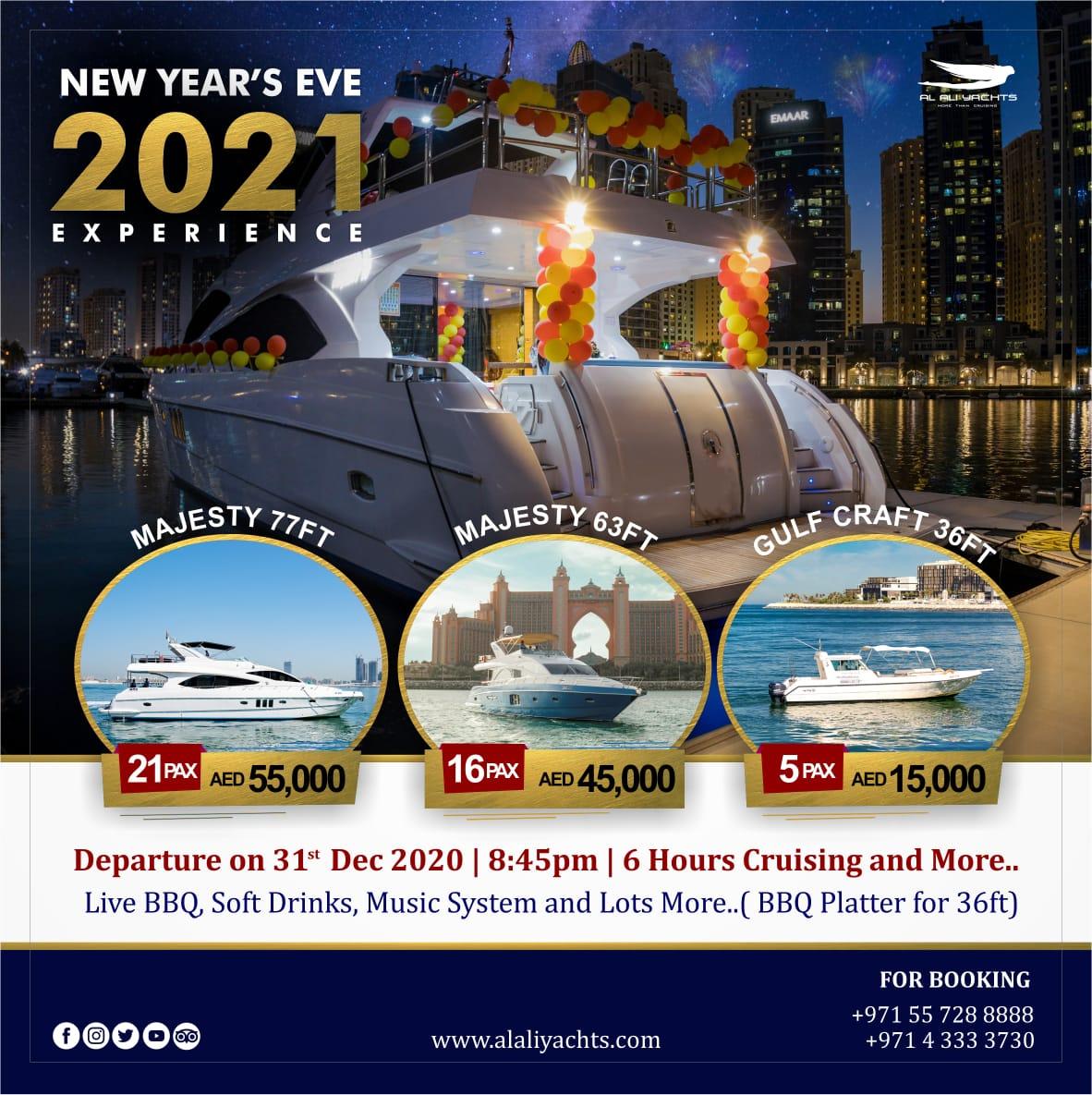 EXPERIENCE THE LUXURY YACHT CHARTER NEW YEAR'S EVE 2021 FIREWORK IN DU
